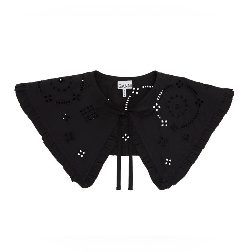 GANNI Broderie Anglaise detached black collar